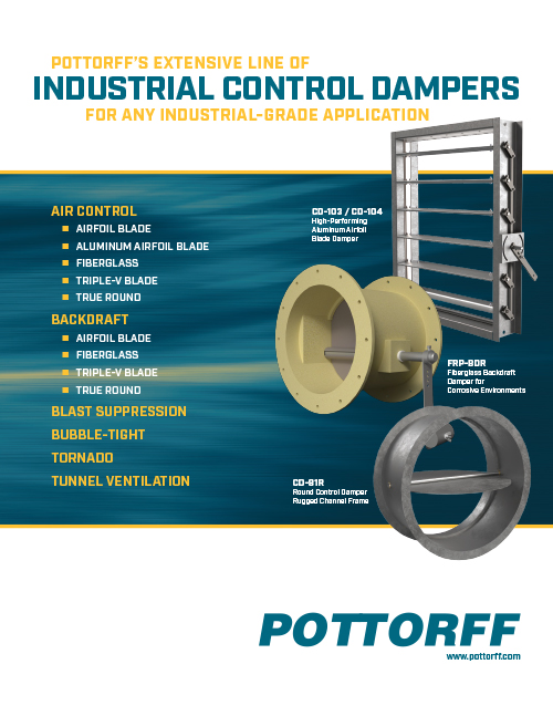 Features our expanding line-up of industrial dampers with handy competitor guide