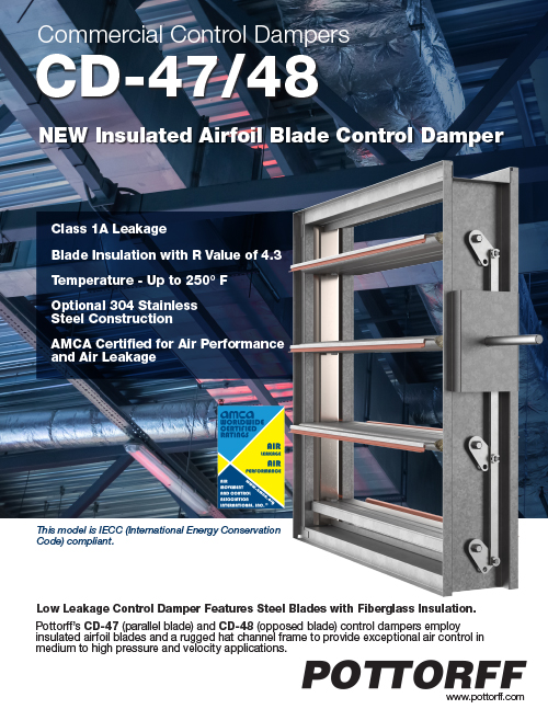 CD-47/48 - Insulated Airfoil Blade Control Dampers. IECC compliant.