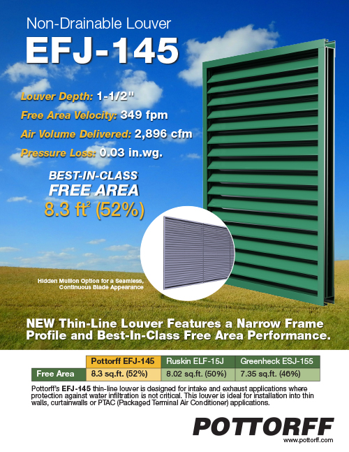 EFJ-145 Thin-Line Louver Features Best-In-Class Free Area.